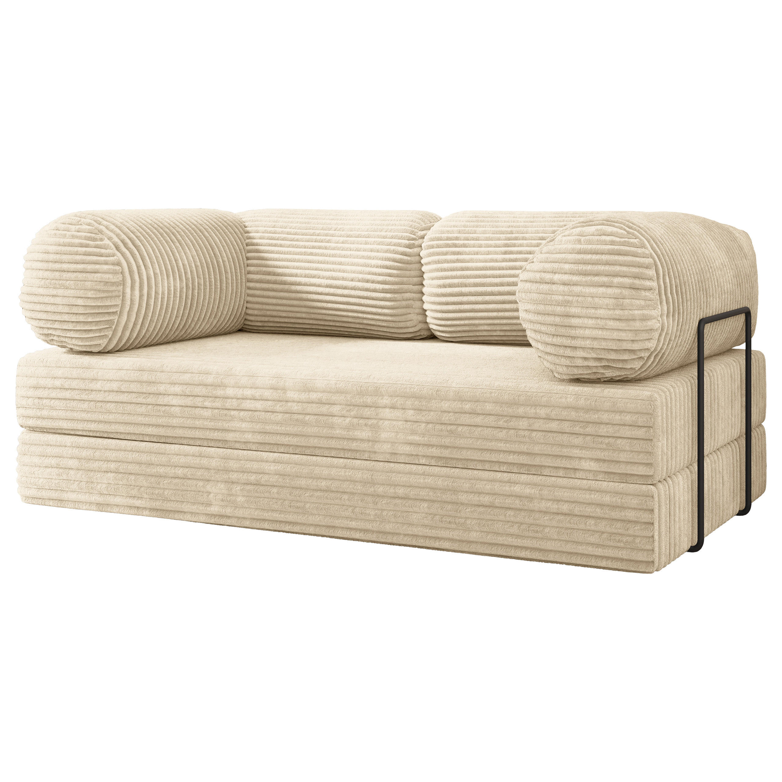 BETTSOFA ALVIO aus Schaumstoff Kordstoff Creme Schlaffunktion - Creme, Textil (170/68/80cm) - MASSENO