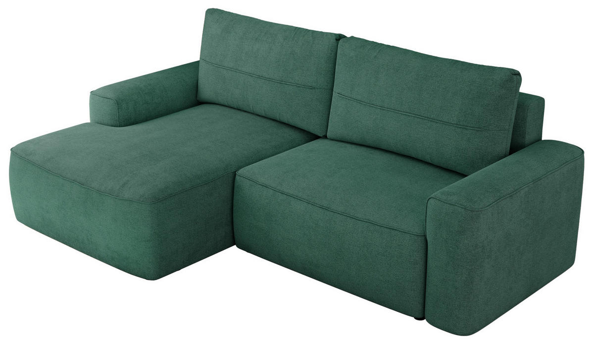 ECKSOFA BELLUNO L Grün Strukture - Links - Schwarz/Grün, Textil (144/233cm) - MKS