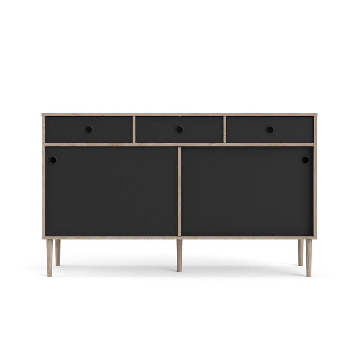 SIDEBOARD matt schwarz - Schwarz, Holzwerkstoff (148/89/41cm) - ebuy24
