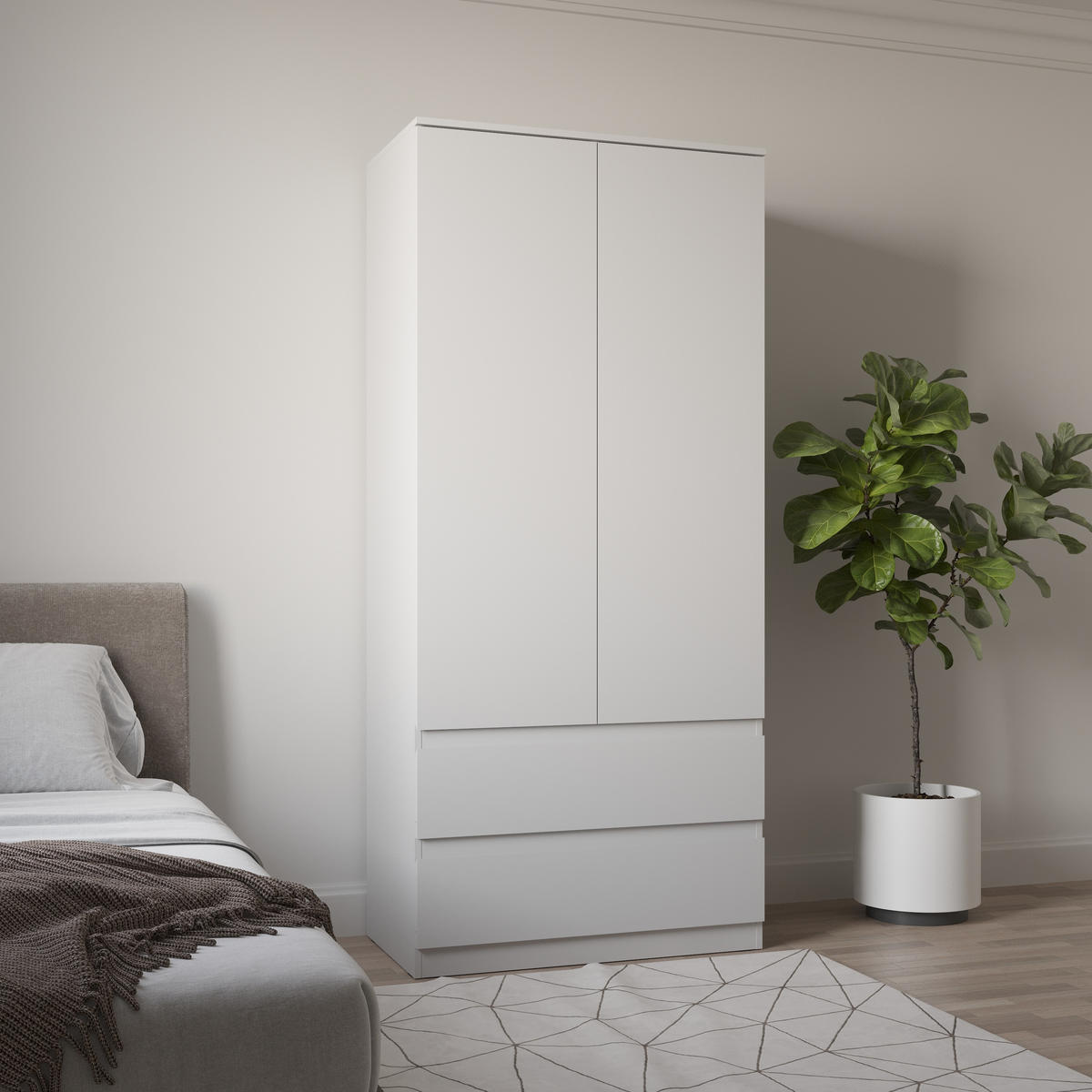 KLEIDERSCHRANK Weiß 90/203/50 - Weiß, Holzwerkstoff (90/203/50cm) - RAUMHIRSCH FURNITURE