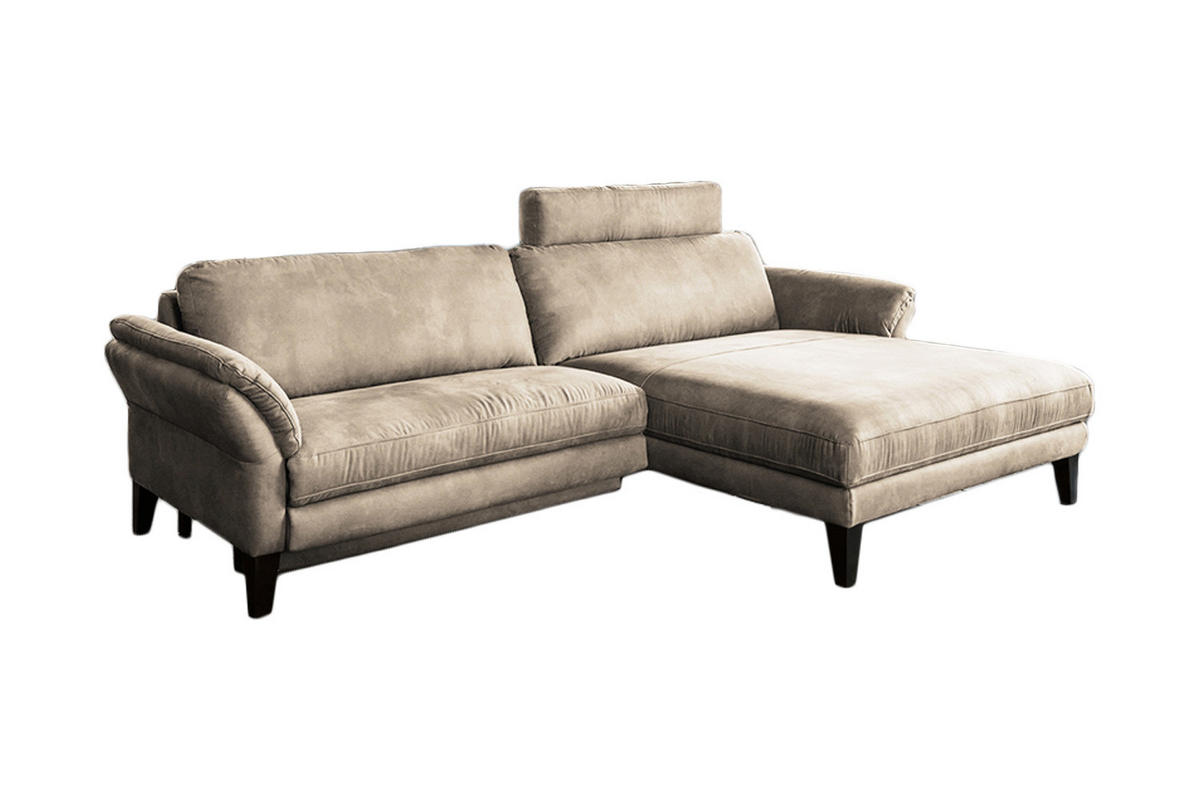 ECKSOFA MIT MOTORISCHER RELAXFUNKTION MALTA Beige Webstoff - Beige/Schwarz, Buchenholz/Textil (302/175cm) - KAWOLA