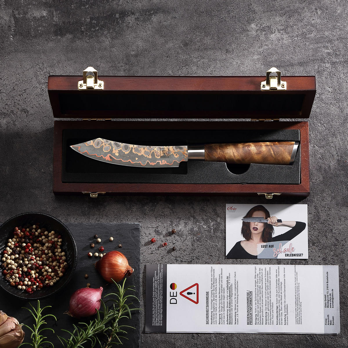 STEAKMESSER 13 cm - Ahornfarben, Holz/Metall (25cm) - Zayiko