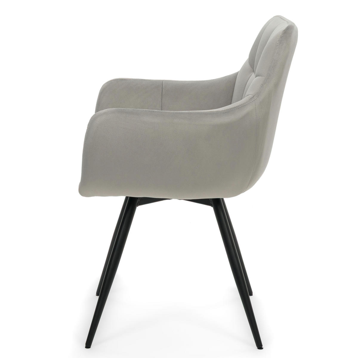 STUHL FANO drehbar gepolsterter mit Steppung - hellgrau - Velour - Hellgrau/Schwarz, Textil/Metall (58/83/59cm) - NEW HOME