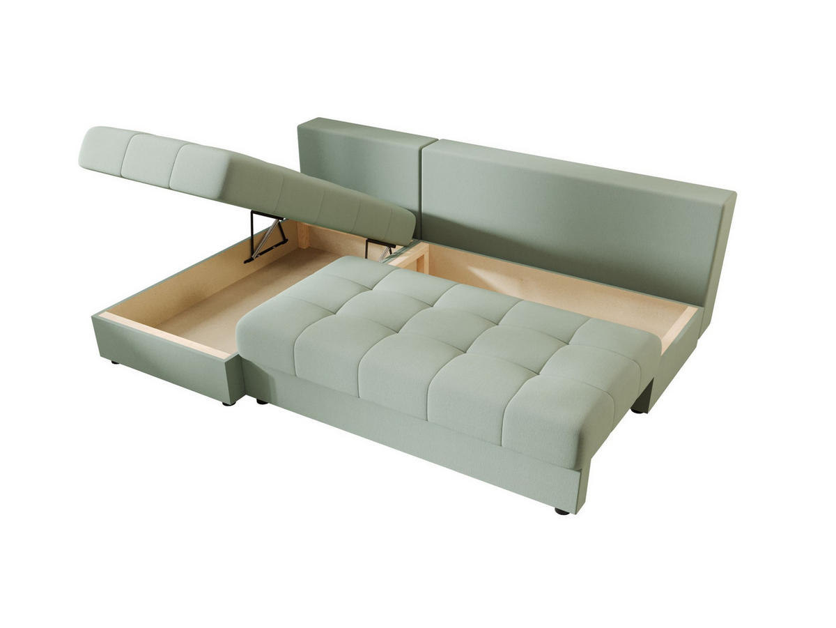 ECKSOFA MOS L Cosmic 16 Links mit Schlaffunktion - Hellgrün, Textil (200/143cm) - Bedante