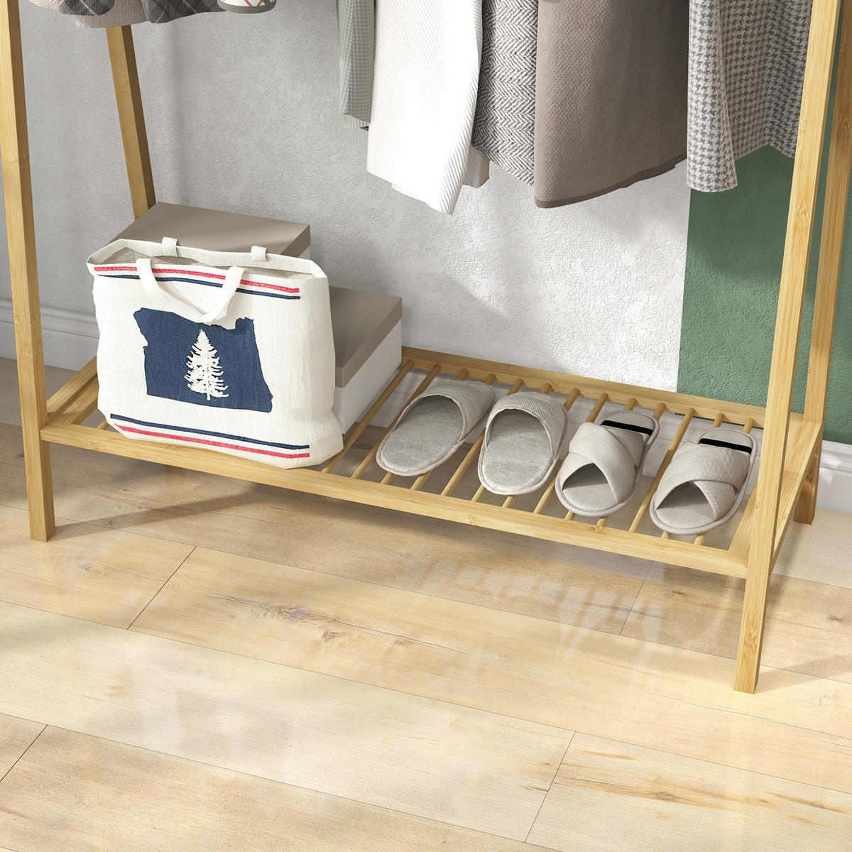 KLEIDERSTÄNDER aus Bambus 110/42/152 cm - Naturfarben, Holz (110/152/42cm)