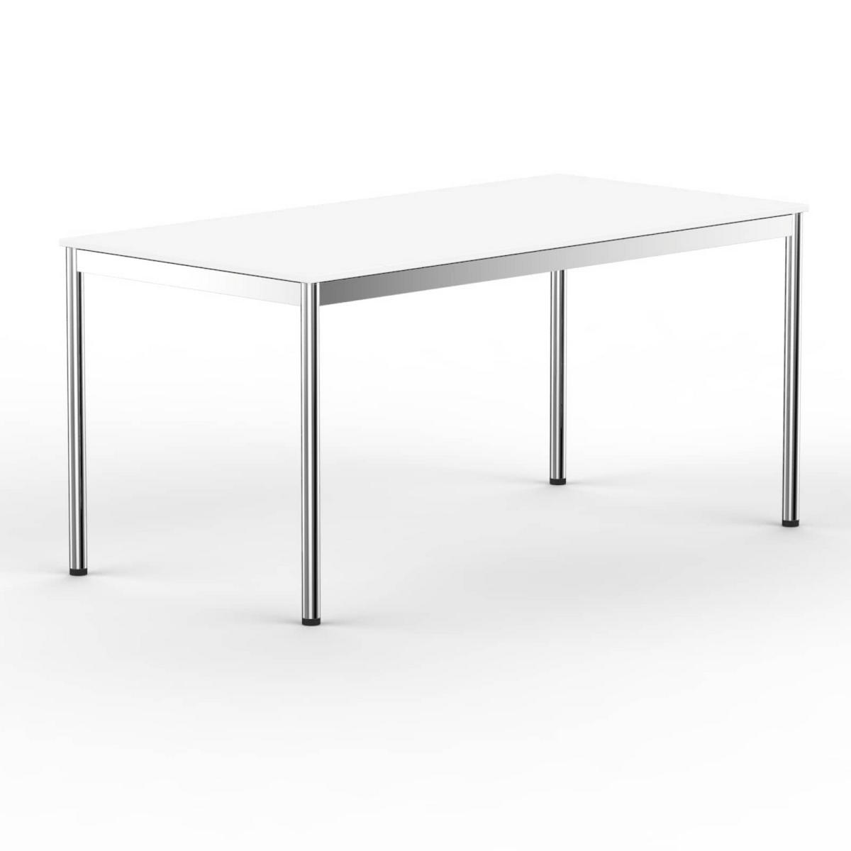 SCHREIBTISCH VST1 180 x 100 cm Weiß – höhenverstellbar - Chromfarben/Weiß, Holzwerkstoff (180/100/75.5cm) - Versee