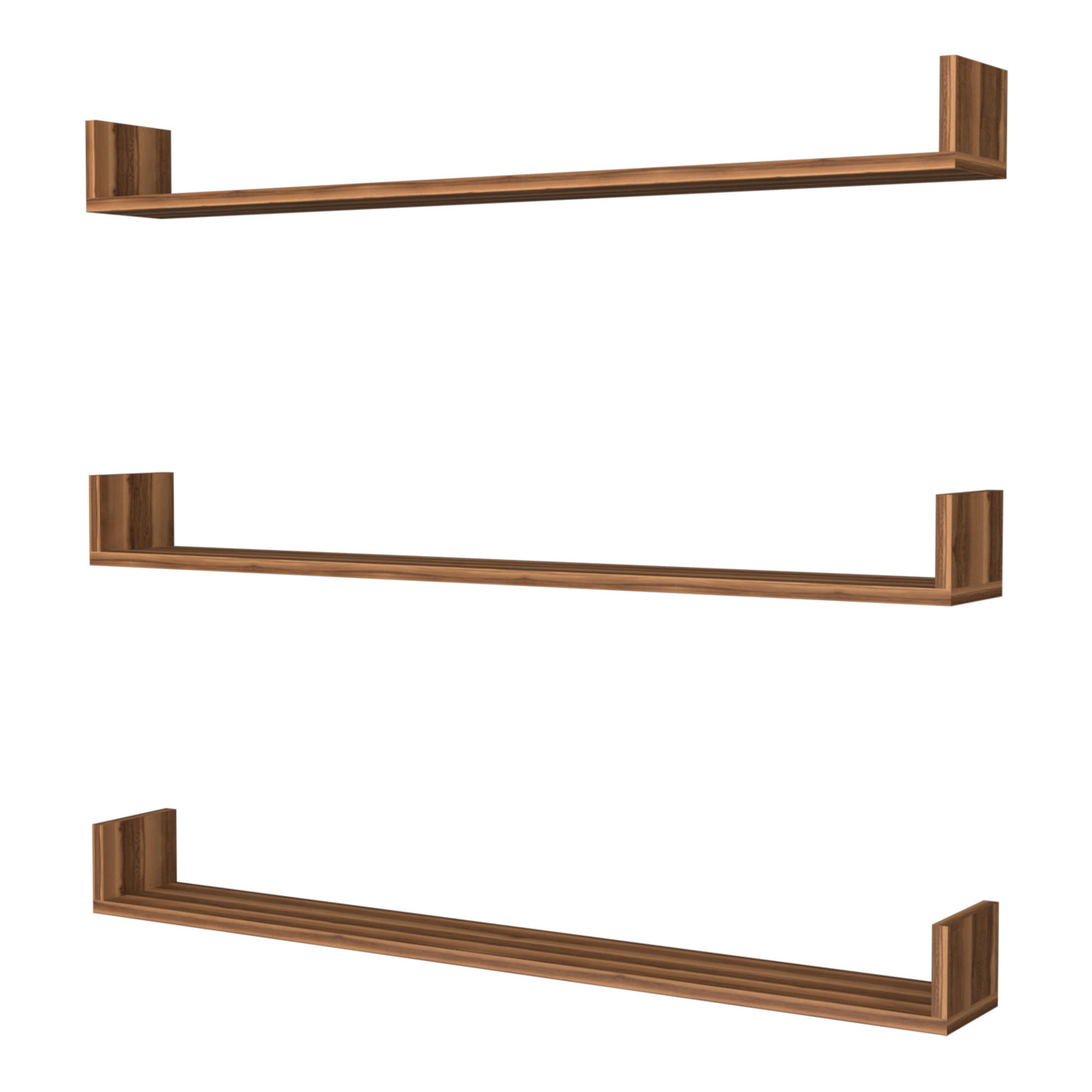WANDREGAL-SET 3 TLG. Höganäs - Walnussfarben, Holzwerkstoff (120/12/15cm) - [en.casa]