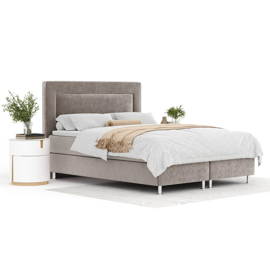 Thumbnail - Maison de Reve Boxspringbett, Taupe, Textil, Buche, Kiefer, H3, Höhe ca. 21 cm, 160x200 cm, Oeko-Tex® Standard 100, FSC ...