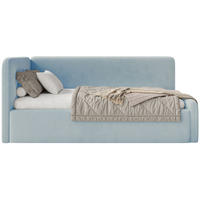 JUGENDBETT Fanko Samt Hellblau 90x200 cm - Schwarz/Hellblau, Kunststoff/Textil (90/200cm) - Selsey