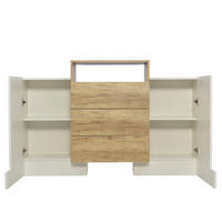 SIDEBOARD Weiß-Holz, LED, Stauraum, 2 Türen, 3 Schubladen - Weiß, Holz (140/77/30cm)