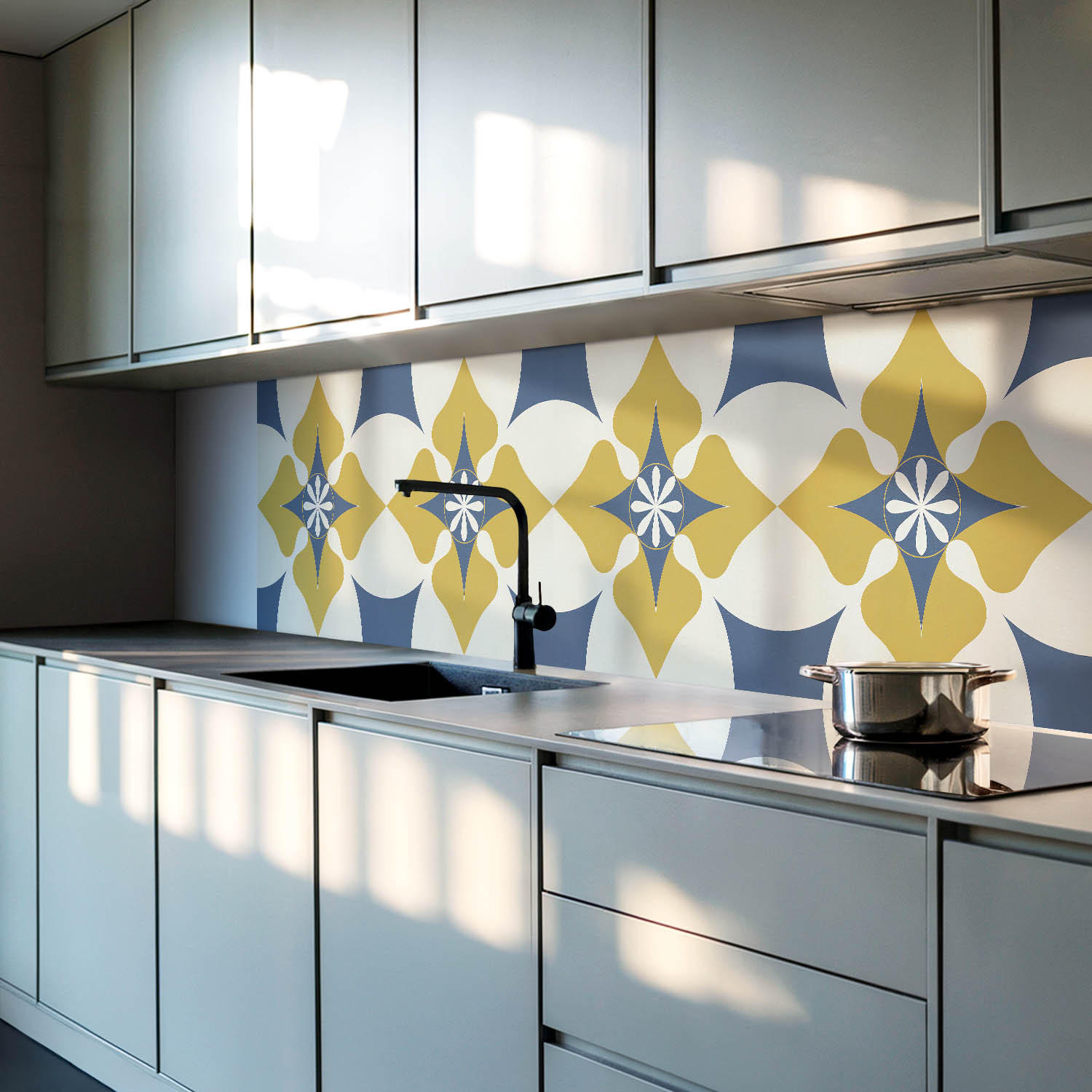 WANDPANEEL 100x50 cm selbstklebend Solvian - Currygelb, Kunststoff (50/1.6/100cm) - Wallfluent