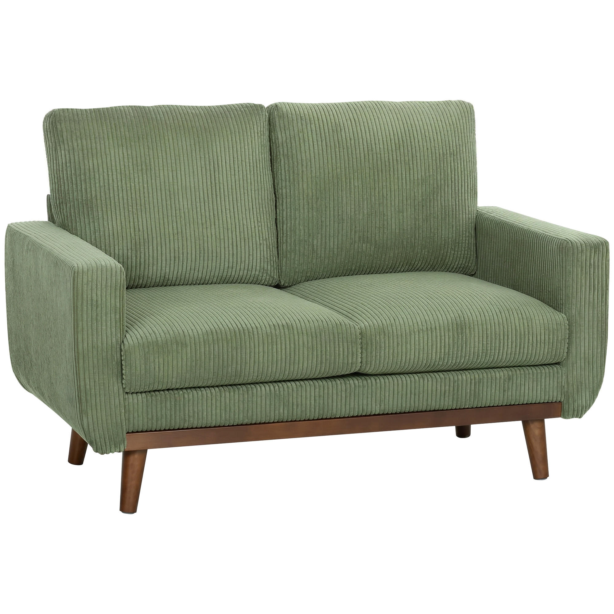 2-SITZER-SOFA DE-06596 mit Taschenfedern, Holzlatten-Akzent Grün - Grün, Holz/Textil (134/84/74cm) - ComfortXL