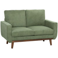 2-SITZER-SOFA DE-06596 mit Taschenfedern, Holzlatten-Akzent Grün - Grün, Holz/Textil (134/84/74cm) - ComfortXL