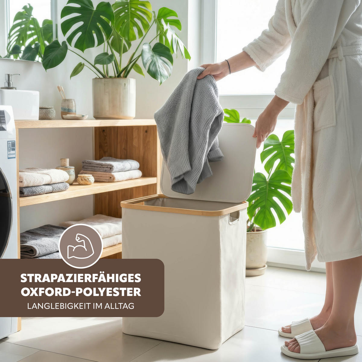 WÄSCHESAMMLER 60 Liter, beige - Beige, Textil (41/45.5/33cm) - bremermann