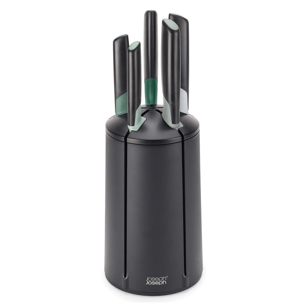 MESSERBLOCK mit 5 Messern - Elevate Sage - Schwarz, Metall (2/35/13cm) - Kela