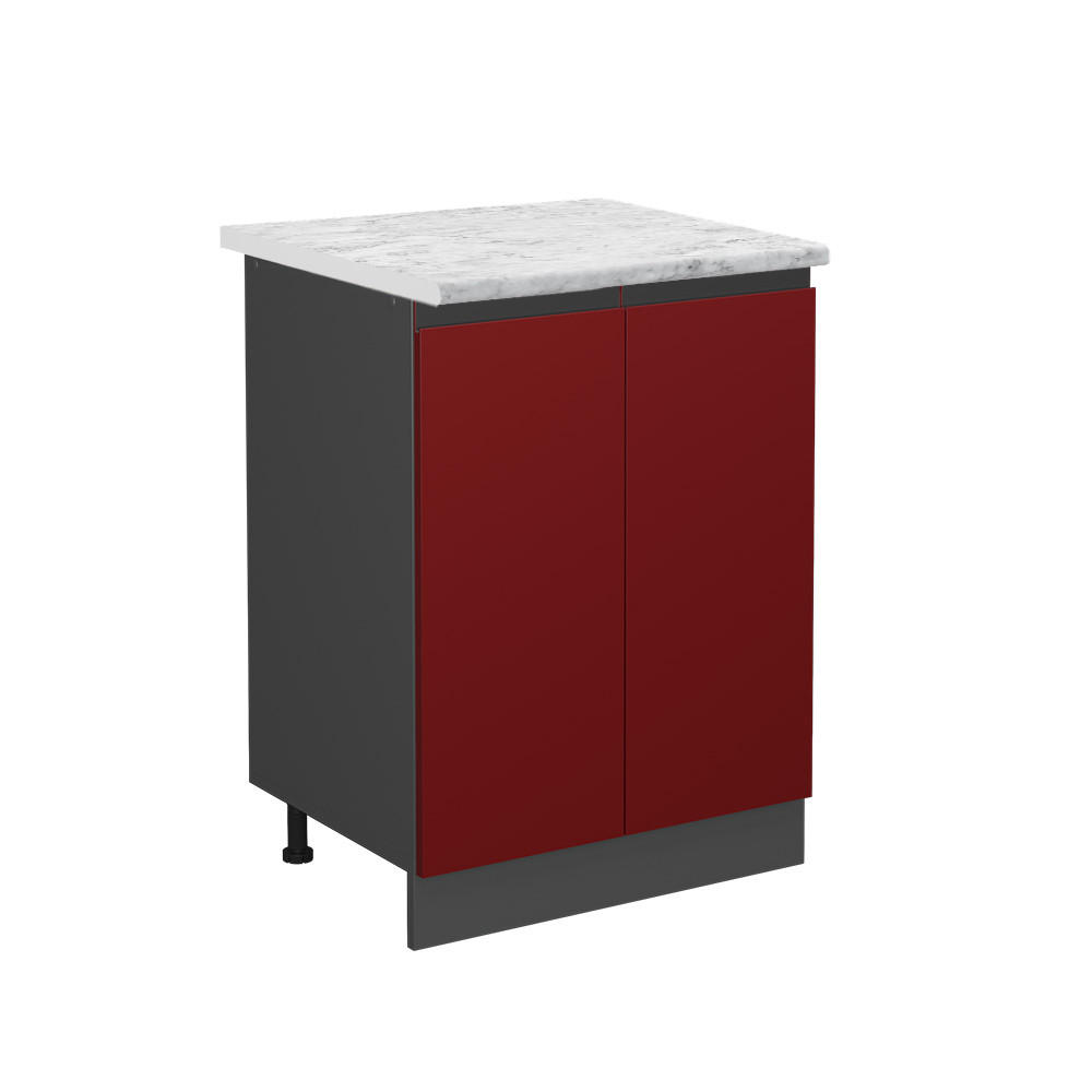 KÜCHENUNTERSCHRANK R-Line Rot 60 cm AP Marmor - Anthrazit/Rot, Holzwerkstoff (60/81.6/46cm) - Vicco