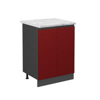 KÜCHENUNTERSCHRANK R-Line Rot 60 cm AP Marmor - Anthrazit/Rot, Holzwerkstoff (60/81.6/46cm) - Vicco