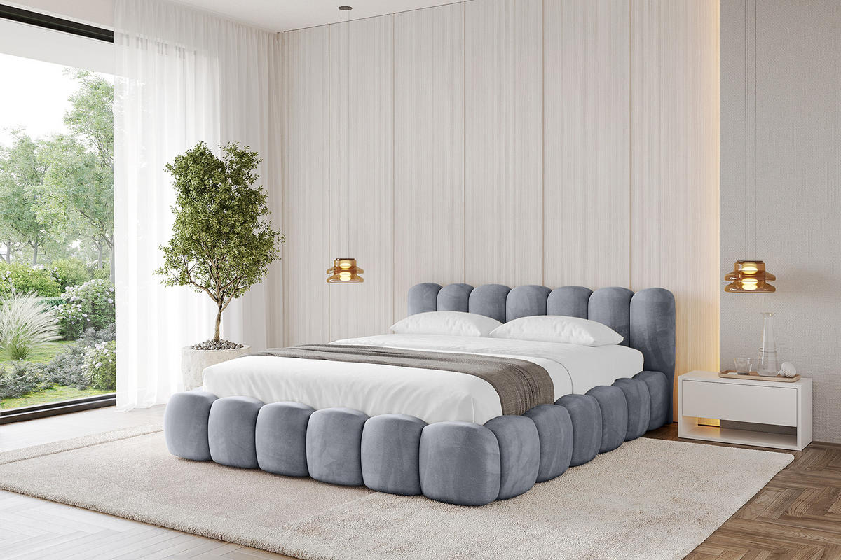 POLSTERBETT mit Bettkasten und Lattenrost, Boxbett ohne Matratze - SENA-v1 120x200 Grau - Grau, Holzwerkstoff/Textil (120/200cm) - ALTDECOR