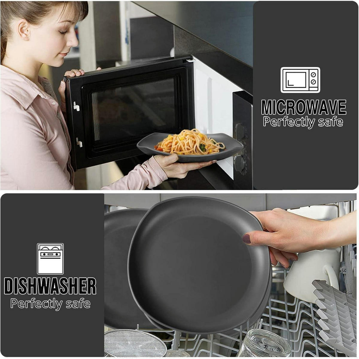 GESCHIRRSET 16-teiliges Set PP unzerbrechlich für 4 Personen - Grau, Kunststoff (240/7.6/240cm)