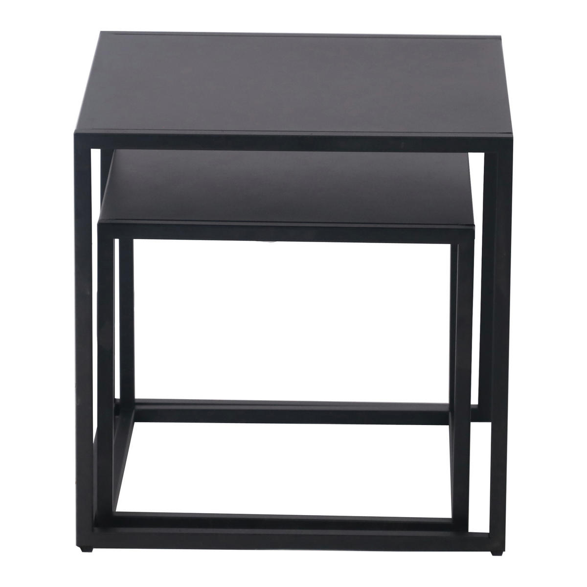 BEISTELLTISCH-SET 2 TLG. Vejen - Schwarz, Metall (40/40/49cm) - [en.casa]