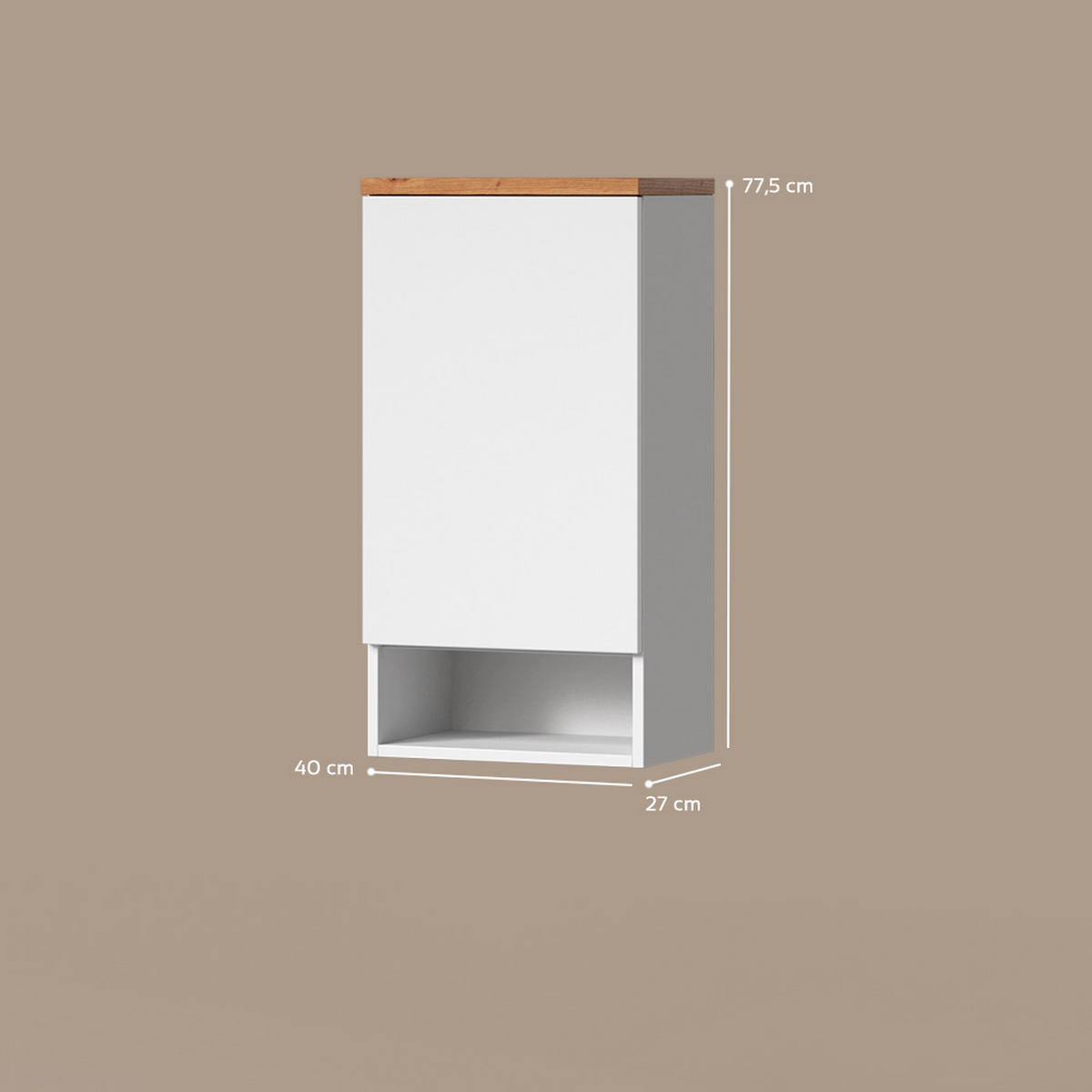 BADSCHRANK Tanaro Weiß 40 x 77.5 cm mit 4 Fächer - Weiß, Holzwerkstoff (40/77.5/27cm) - Livinity®