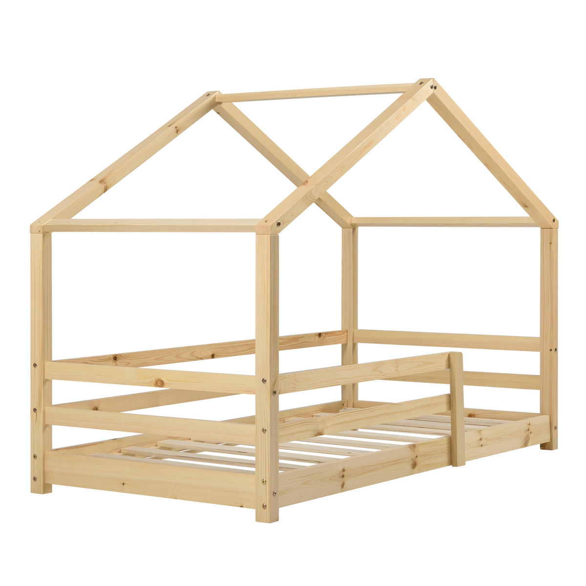 HAUSBETT Knätten - Naturfarben, Holz (80/160cm) - [en.casa]