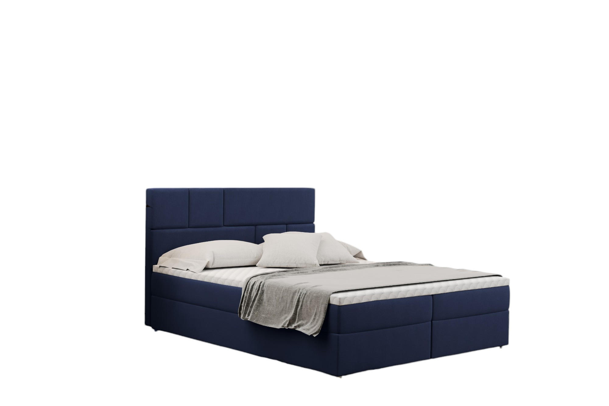 BOXBETT Mit Bettkasten Und Matratze BALI Stoff Mat Velvet Marineblau 180x200 cm H2-Pocket - Dunkelblau, Holz/Holzwerkstoff (180/200cm) - Kaiser Möbel