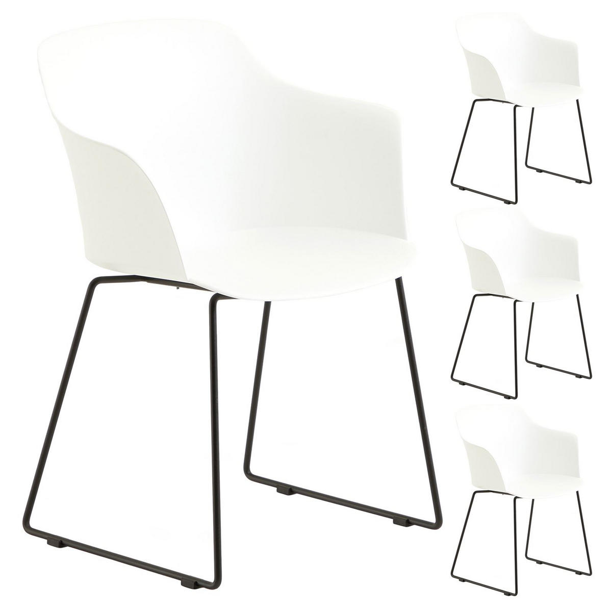 GARTENSTÜHLE FORO 4ER-SET - Weiß, Textil (58/82/52cm) - IDIMEX