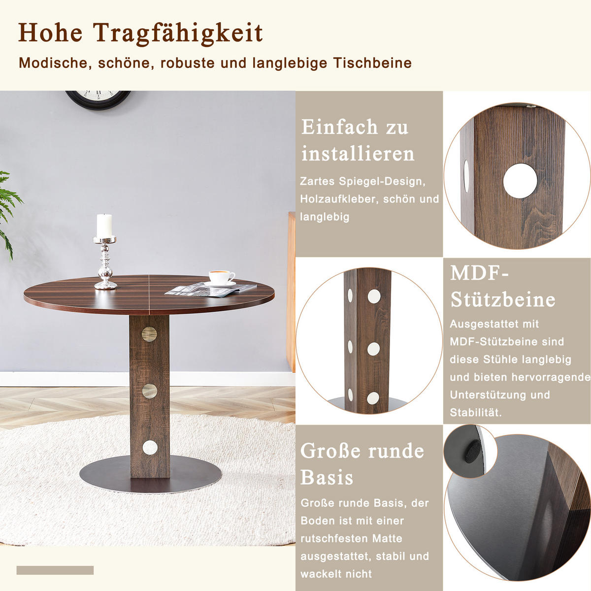 ESSTISCH 100/100/76 cm Walnuss aus MDF mit Stauraumfächern - Walnussfarben, Holzwerkstoff (100/100/76cm) - OKWISH