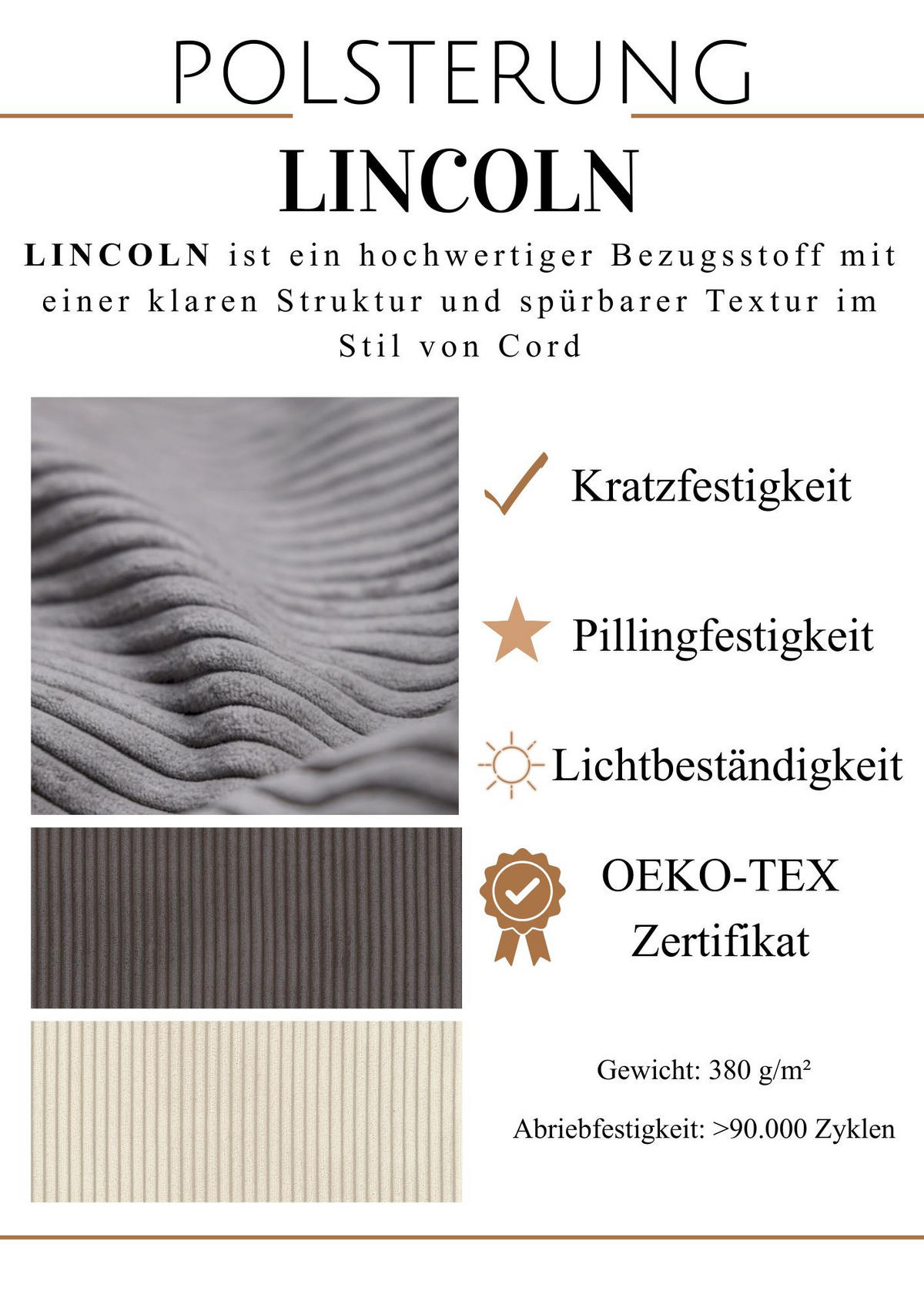 ECKSOFA Cento, L-Form, Ottomane Links, Cordstoff, 285x56x180 cm, Grün - Grün, Holz (180/285cm) - PROMETO Möbel