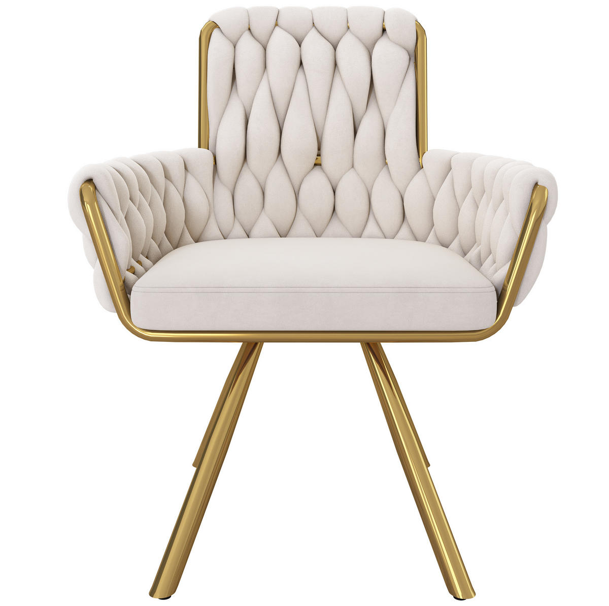 ESSZIMMERSTUHL 6er-Set drehbar mit Armlehnen Samt Beige - Beige, Metall (50/87/50.2cm) - Meubliv