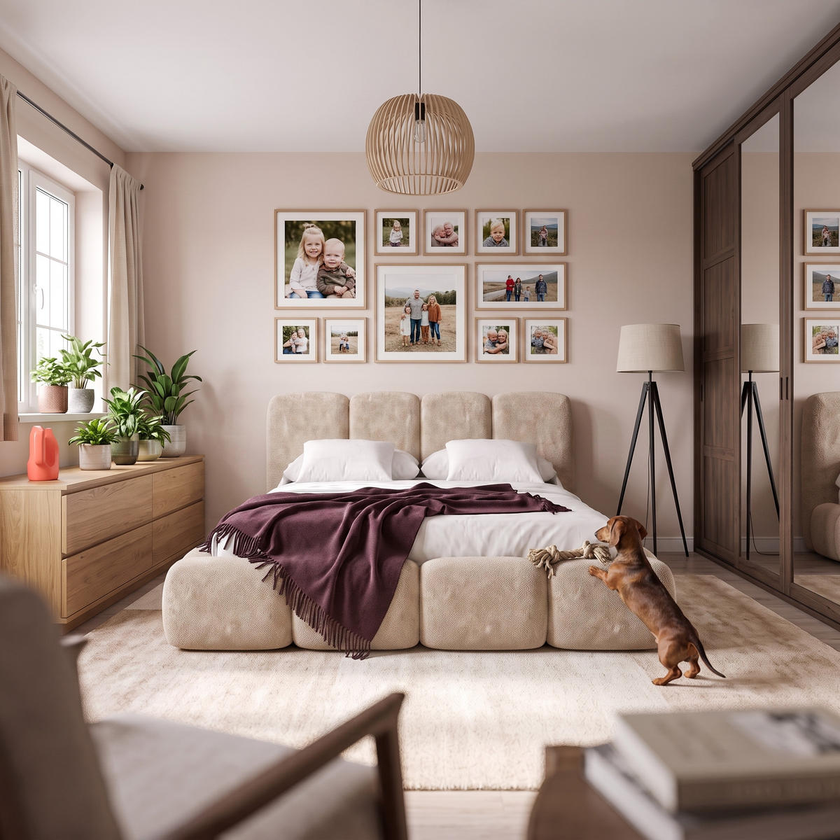 POLSTERBETT SUENO MAXI 180x200 cm in Creme, gepolstertes Kopfteil, Metalllattenrost, Bettkasten, Chenille-Stoff - Creme/Naturfarben, Holz/Textil (180/200cm) - Muffo