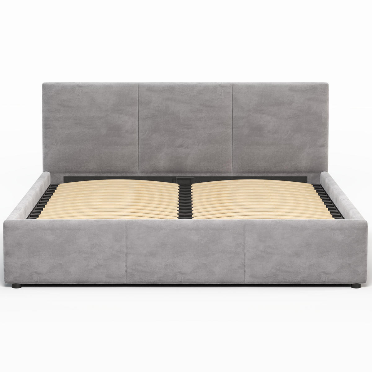 POLSTERBETT 140×200 cm mit Bettkasten und Lattenrost Nela HLR-22 Grau Velours - Grau, Holz/Metall (140/200cm) - Jana