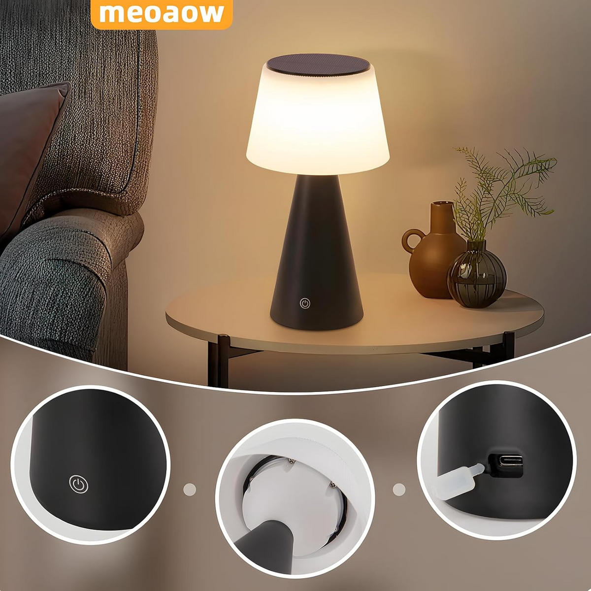 TISCHLEUCHTE Scheiner 13/23.9/13 cm - Schwarz, Metall (13/13/23.9cm) - ZMH