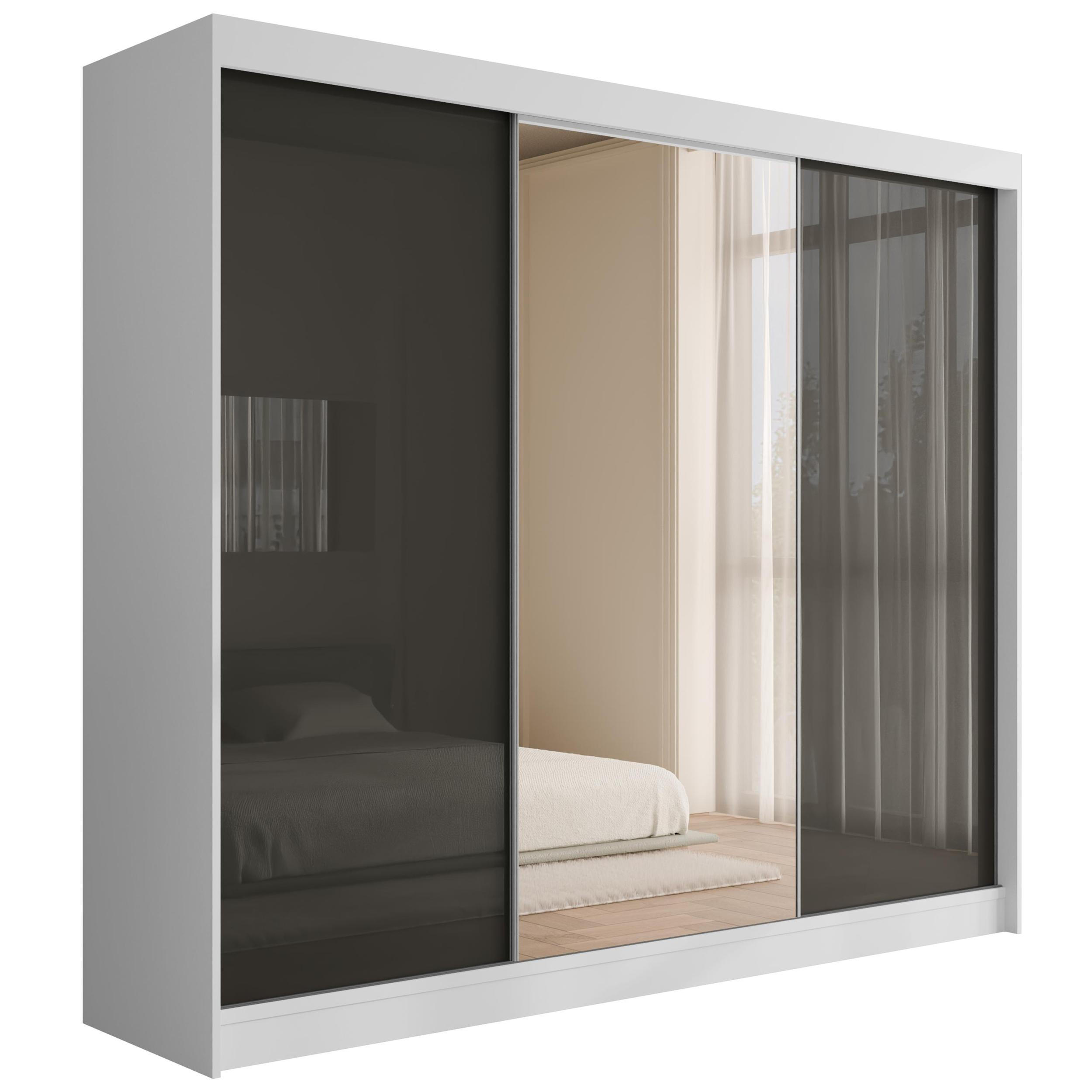 KLEIDERSCHRANK VESLI - 250 cm - Weiß|Grau - Weiß/Grau, Holzwerkstoff (250/215/61cm) - ALTDECOR