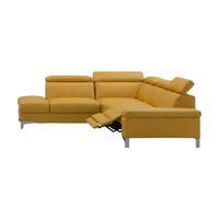 ECKSOFA Talisman Echtleder mit 1 x Relaxfunktion Senfgelb - Gelb, Leder/Metall (224/271cm)