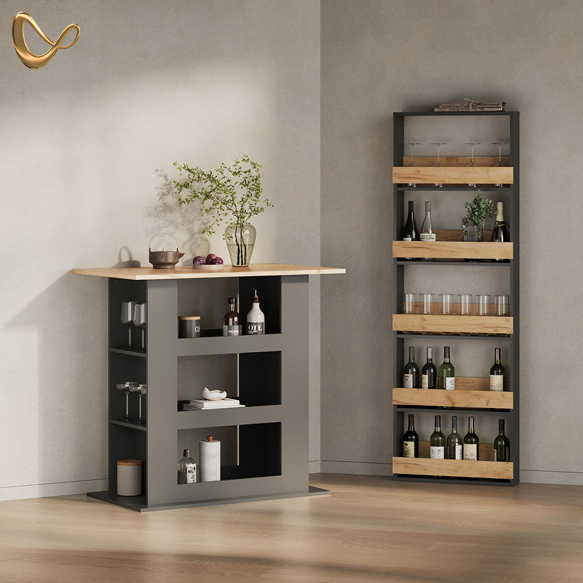 BARTISCH Regusa Goldkraft Eiche/Anthrazit 110 x 65 cm - Honigeiche/Anthrazit, Holzwerkstoff (65/110/106cm) - Livinity®