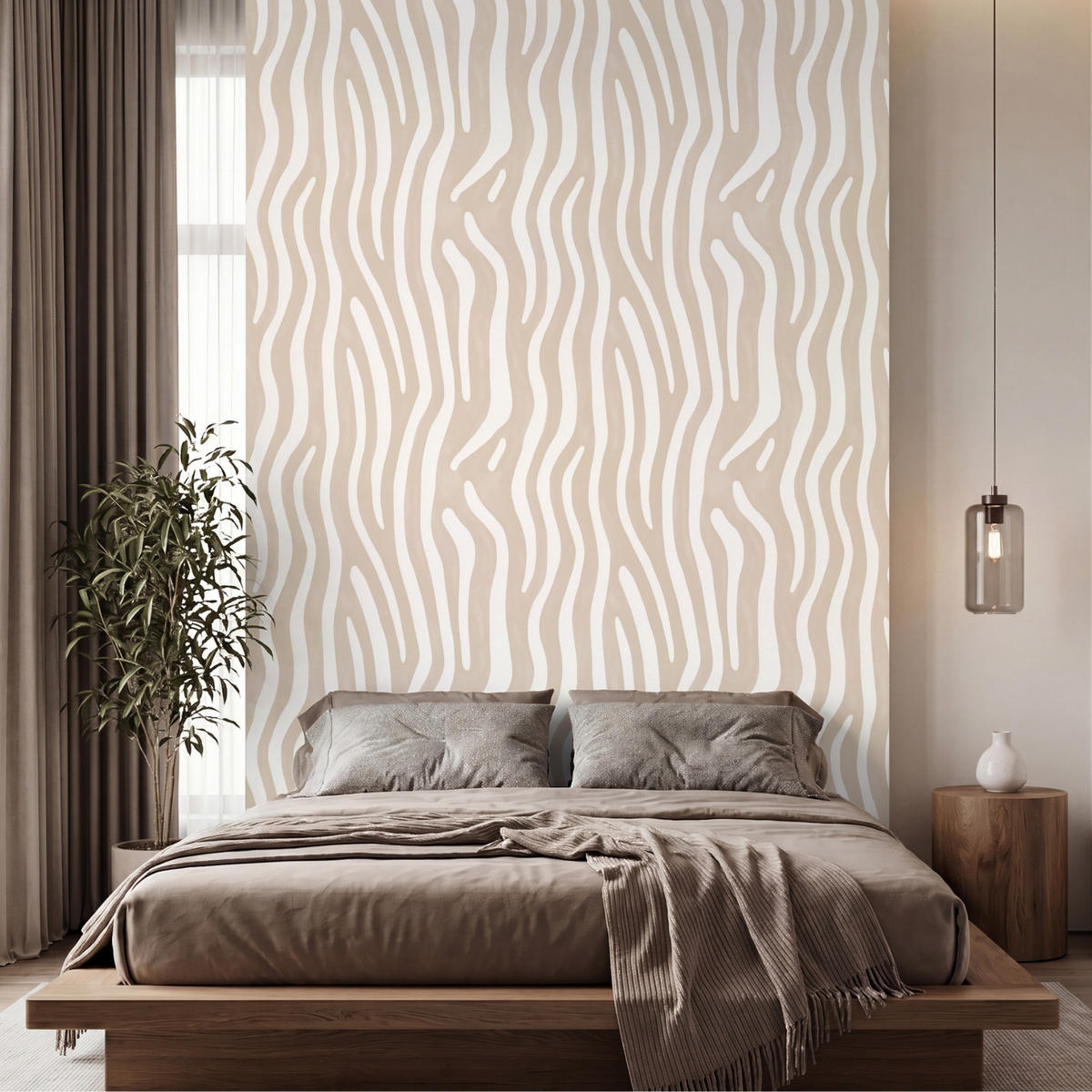 TAPETE - Abstrakt - Zebra - Beige - 180x280 cm - Beige, Papier (180/280cm) - OnlyWow