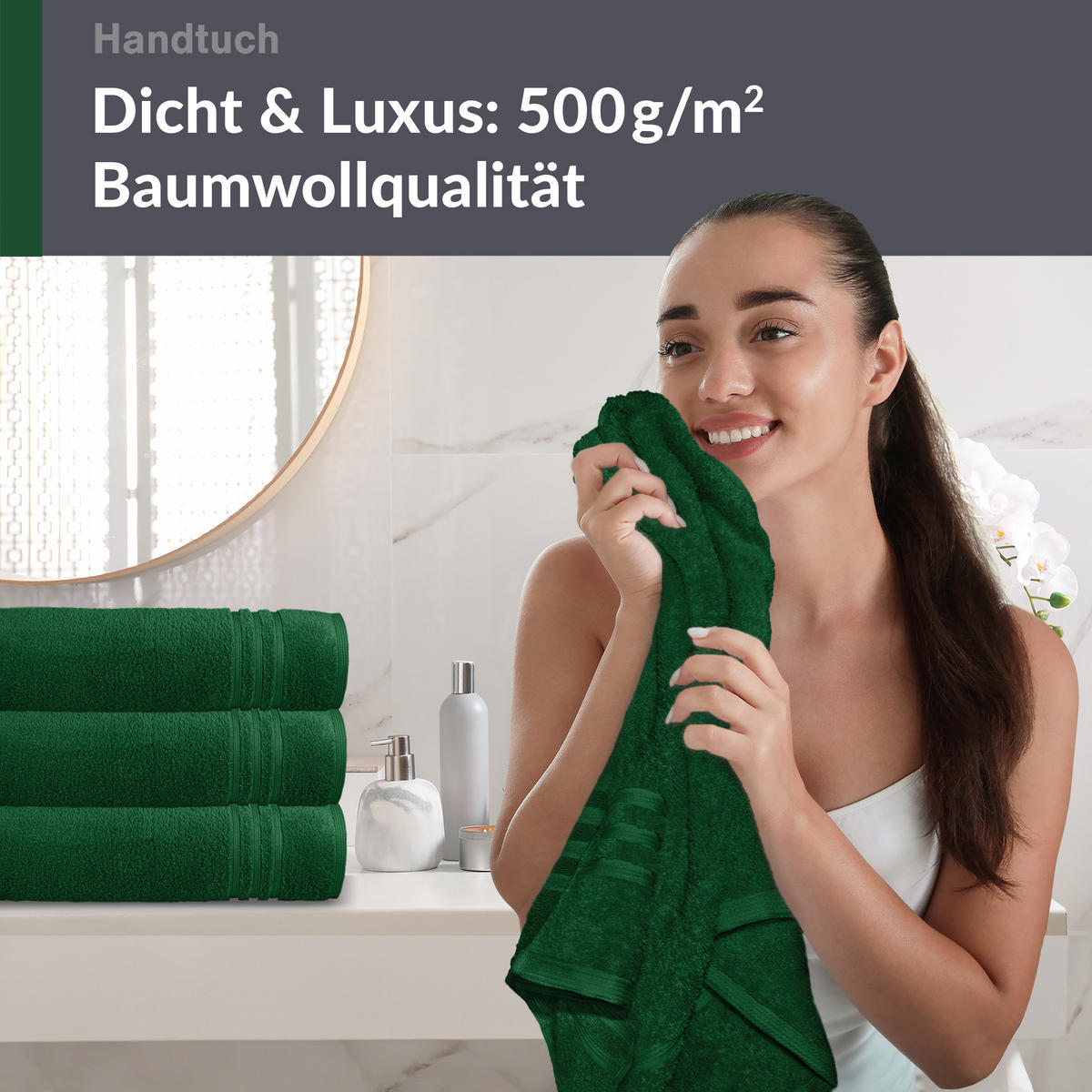 HANDTUCH 50x100 cm London Tannen Grün 4er Set - Waldgrün, Textil (50/100cm) - Lashuma