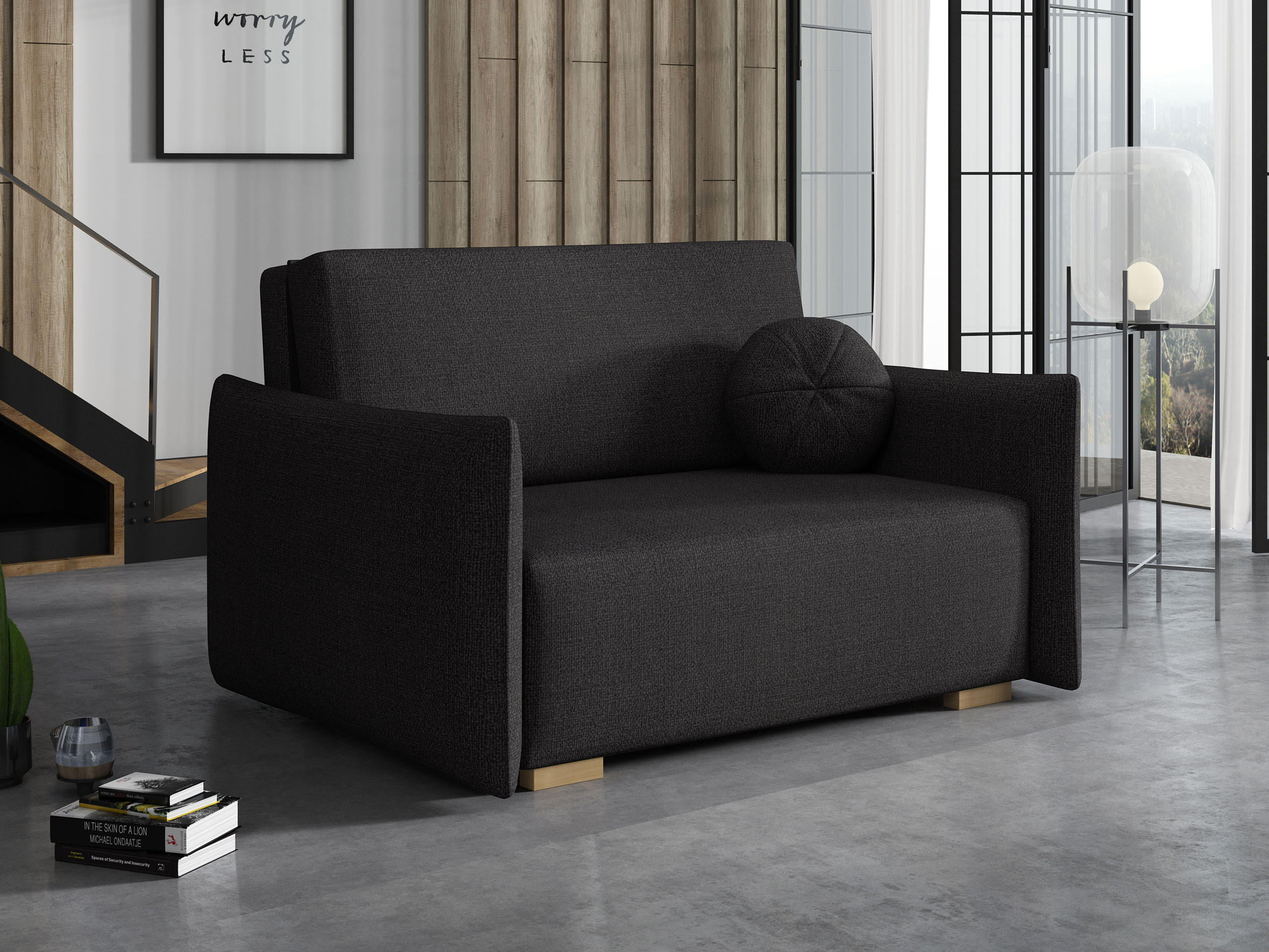 SCHLAFSOFA Viva Glov II - Schwarz/Naturfarben, Holz/Textil (134/85/98cm) - MIRJAN24
