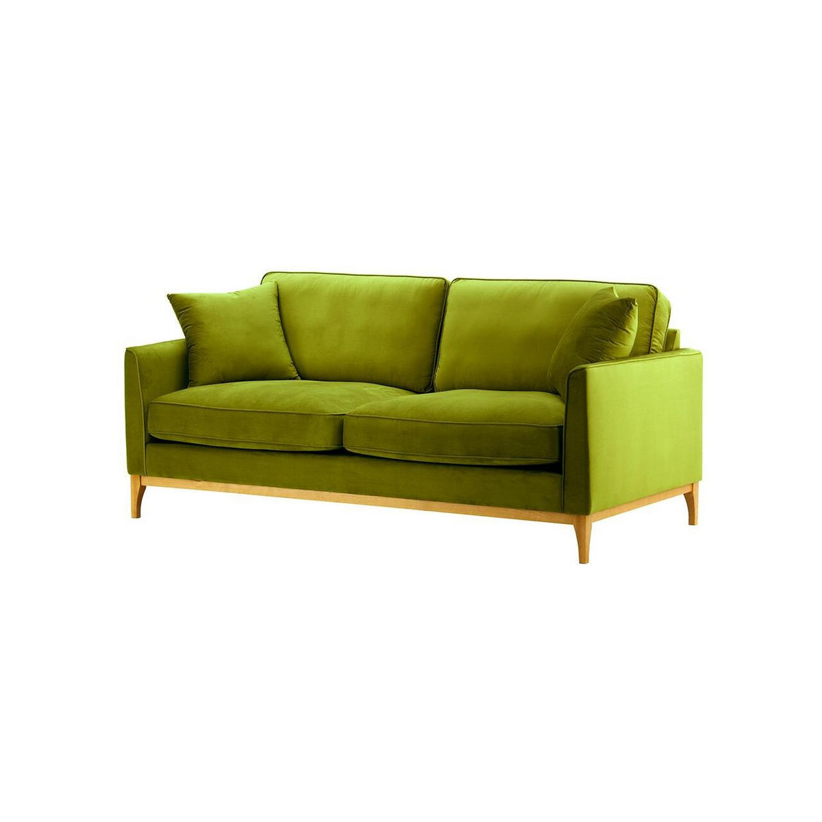 DREISITZER-SOFA Linara-Velluto 9 - Olivgrün, Holz/Textil (201/91/95cm)