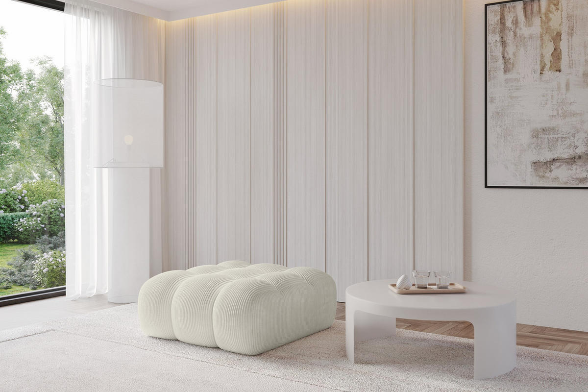 TABURET OLEA-PUF 91x87x44 cm Krémová Manšestr - černá/krémová, kompozitní dřevo/textil (91/44/87cm) - ALTDECOR
