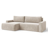 ECKSOFA MILO LARGE mit Schlaffunktion, Bettkasten und Cordbezug, Links - VIBE 08 - Beige, Holz (270/142cm) - Dekori_Interiors