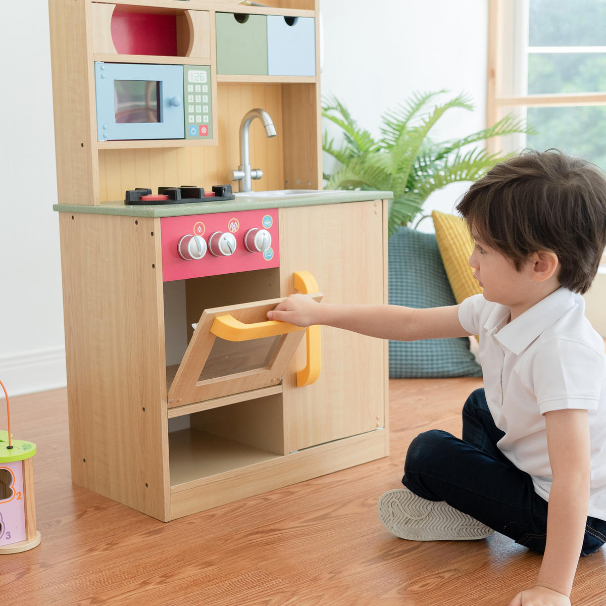 KINDERKÜCHE Spielküche, Braun, 90cm - Braun, Holzwerkstoff (55/30/90cm) - Teamson Kids