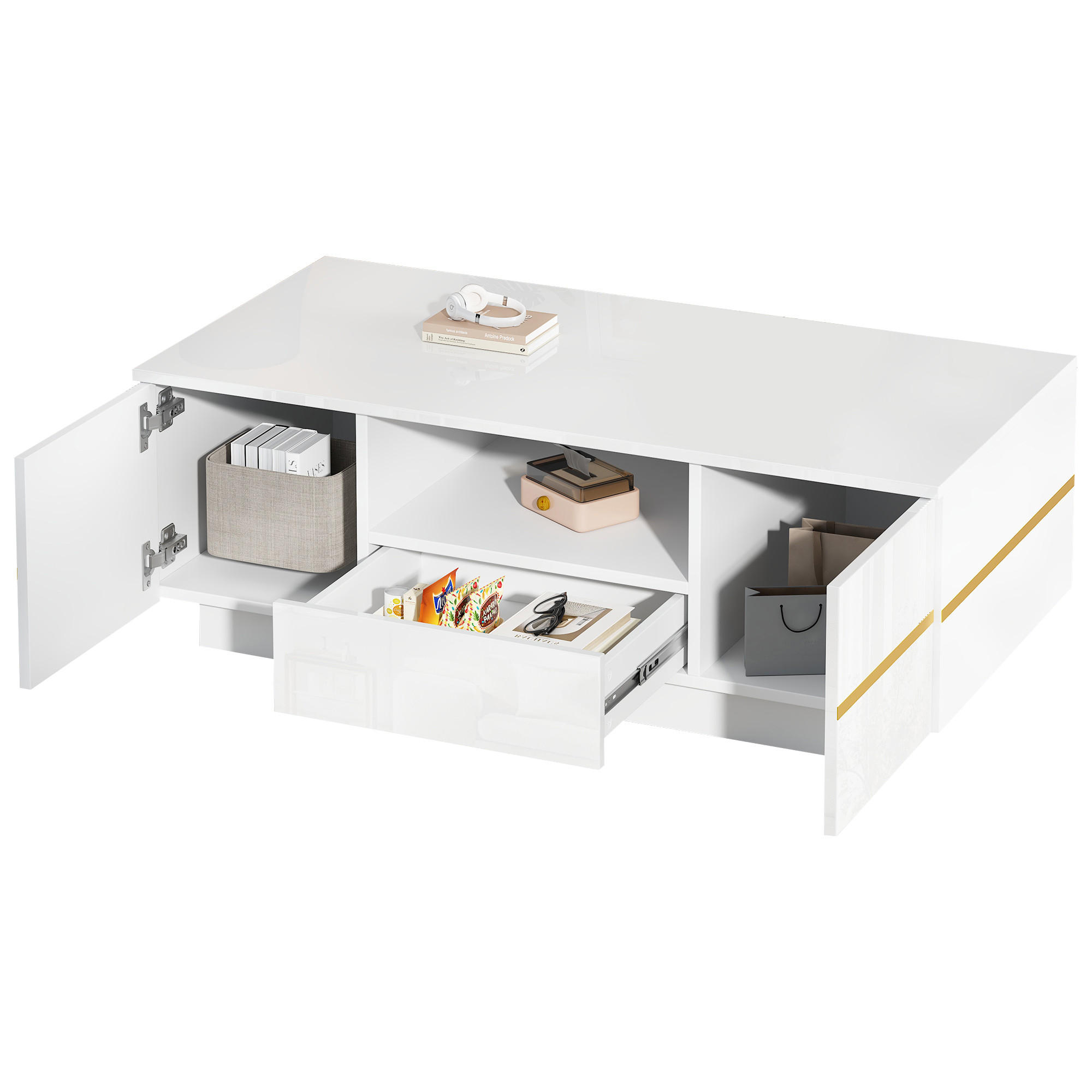 Chicfurn Couchtisch Weiß 100x35.5x50 cm