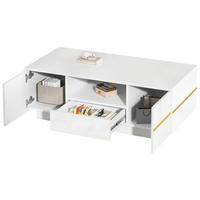 KLUB-STOLIĆ 100/50/35,5 cm s LED rasvjetom i prostor za pohranu u bijeloj boji - bijela, drvni materijal (50/100/35.5cm) - CHICFURN