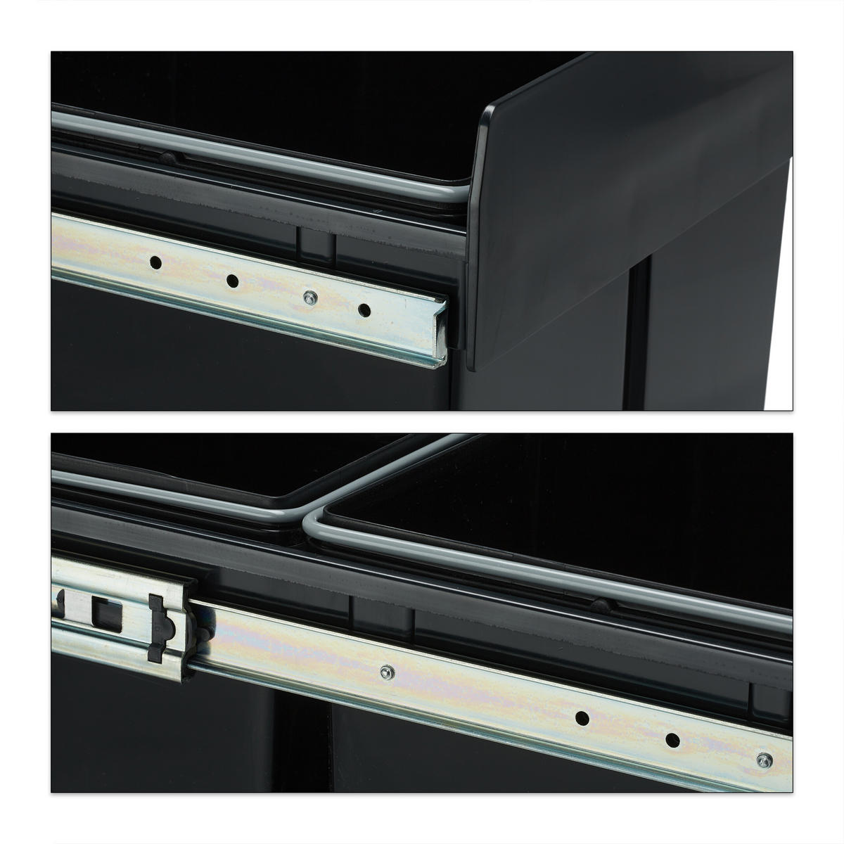 EINBAUMÜLLEIMER - Schwarz, Kunststoff/Metall (34.3/35.1/48cm) - Relaxdays