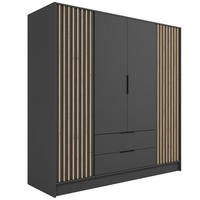KLEIDERSCHRANK NELIA - 200 cm - Schwarz/Eiche Artisan, Holzwerkstoff (200/200/51cm) - ALTDECOR