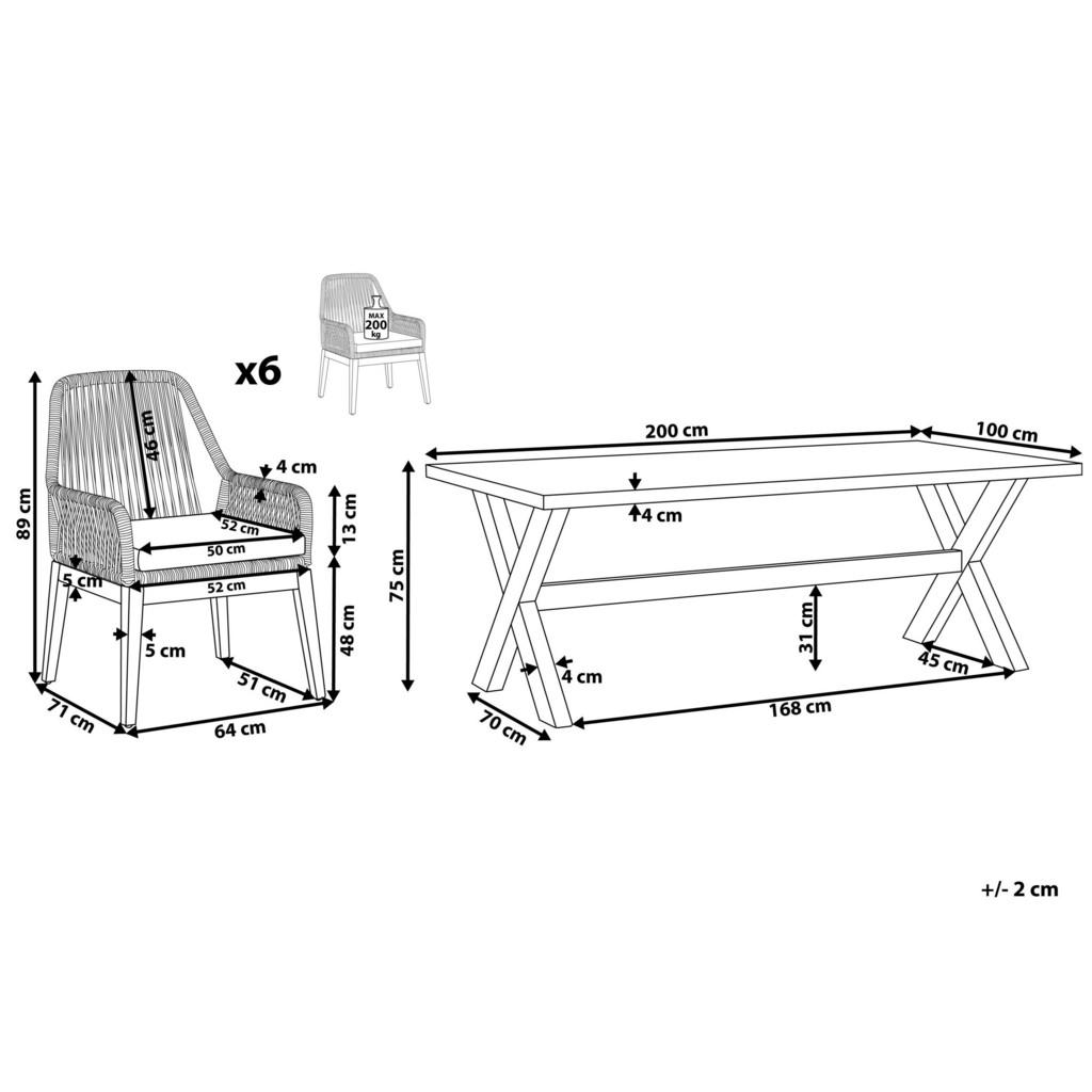 Thumbnail - Beliani Gartenmöbel, Weiß, Schwarz, Hellbraun, Stein, 6-Sitzer, Loungemöbel, Loungemöbel-Sets