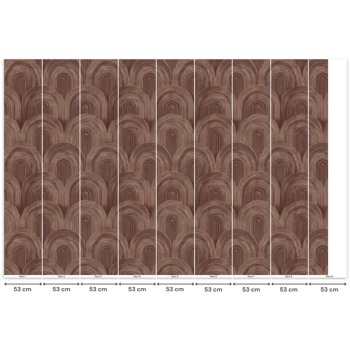TAPETE - Rhythmic - Aufschlag - Braun - 450x300 cm - Dunkelbraun, Papier (450/300cm) - OnlyWow